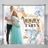 Lofaris Custom Photo Elephant Gloral Baby Shower Backdrop
